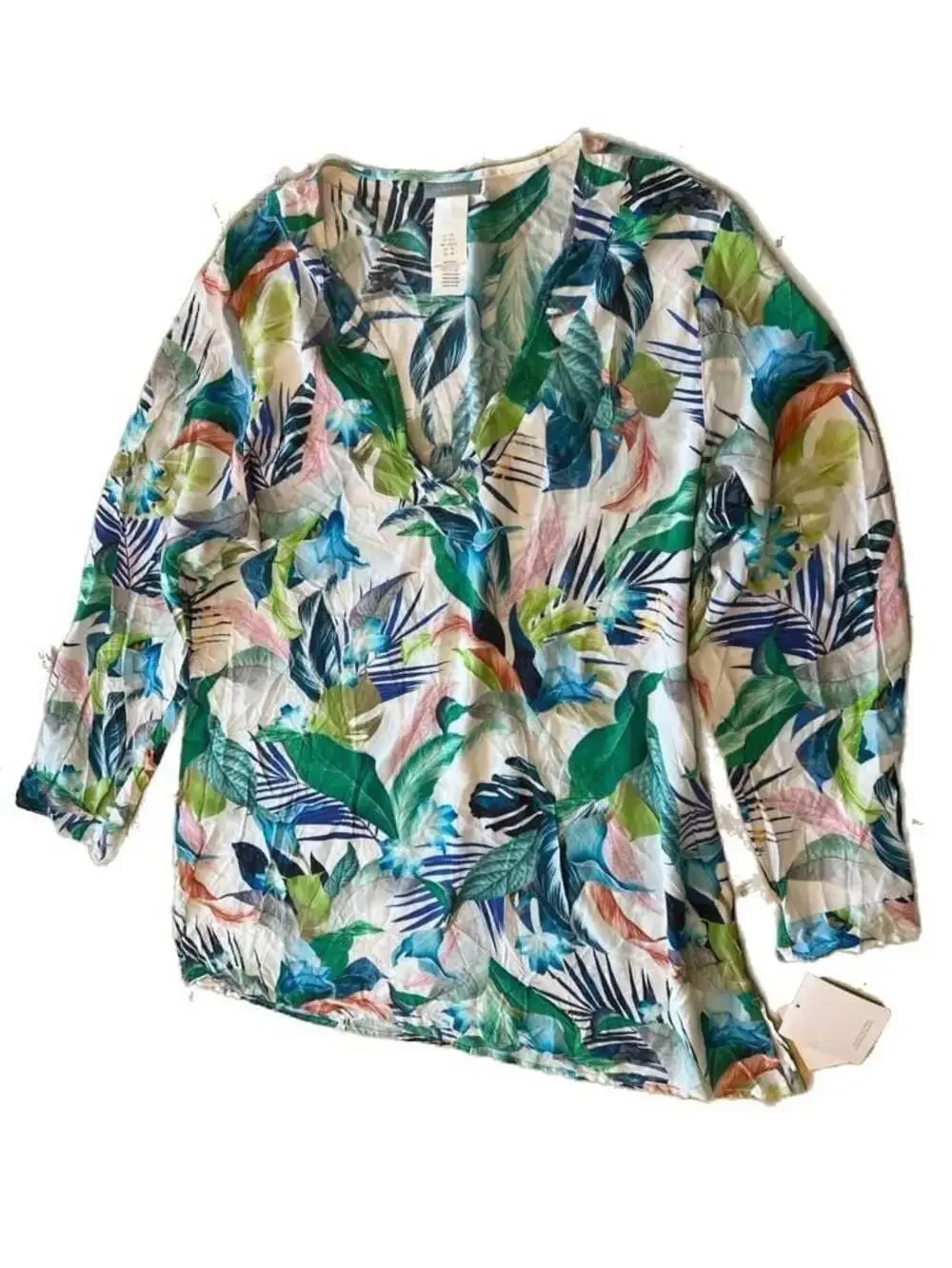 La Blanca In The Moment Tropical Floral Print V-Neck  Tunic Cover-Up